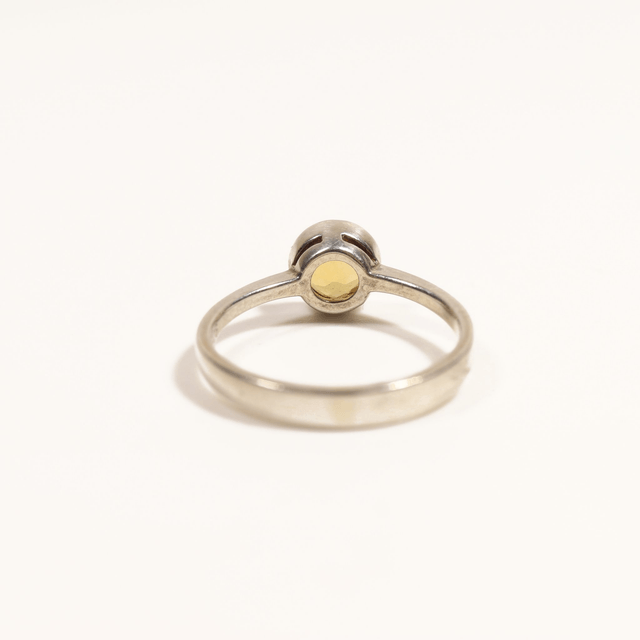 Sterling Silver 925 Minimalist Modern Design Band Round Cut Vivid Oramge Citrine Gemstone Birthstone Ring Size N - 6 1/2