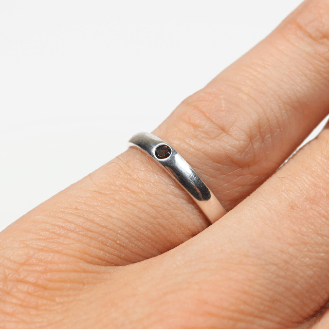 Simple Sterling Silver 925 Minimalist Design Style Small Round Cut Brown Smokey Topaz Birthstone Gemstone Band Ring Size O - 7