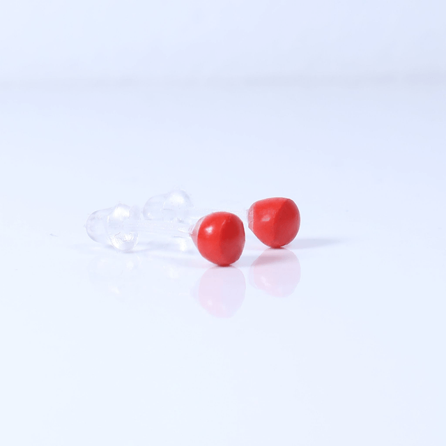 Hypoallergenic 3mm Small Solid Red Round Cut Polymer Clay Plastic Back Stud Earrings With Designer Carbon Fiber Jewellery Box