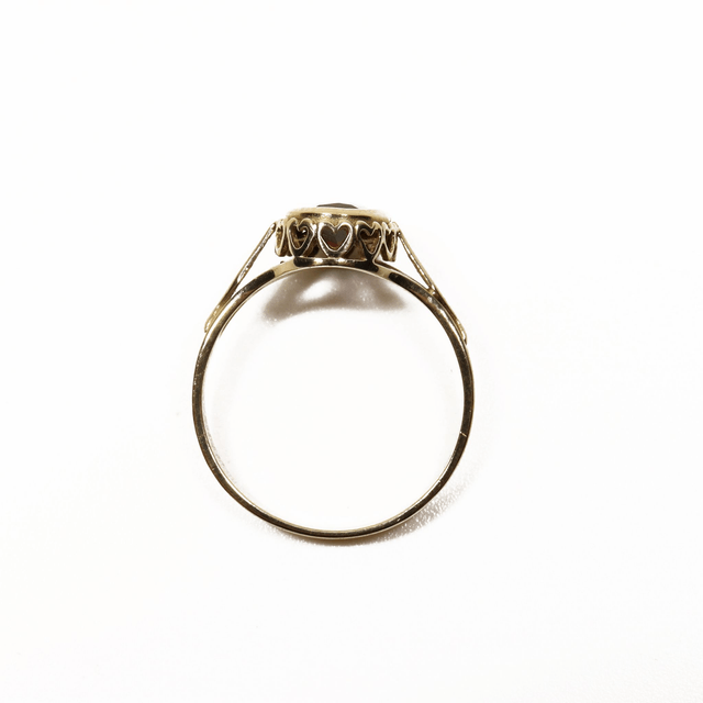 Vintage 9K 9Ct 375 Solid Yellow Gold 1.00ct Oval Cut Red Garnet January Natural Gemstone Love Heart Bezel Set Design Ring Size O - 7