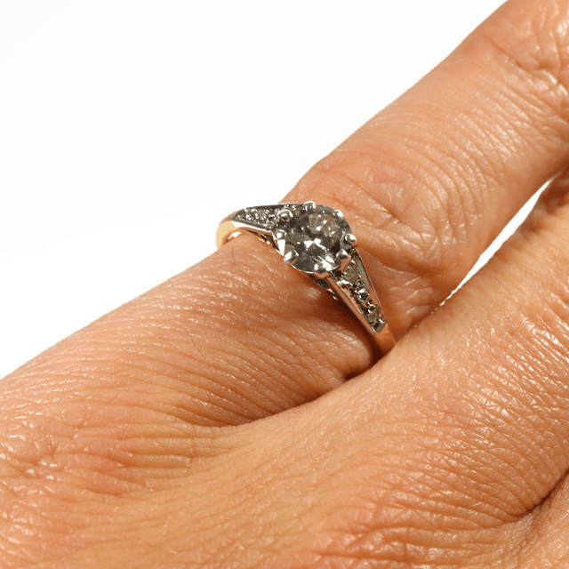 Edwardian 18Ct Solid Yellow Gold Platinum SI F/G 0.75ct Solitaire Natural Round Cut Diamond Wedding Engagement Ring Size N 1/2 - 6 3/4 Active