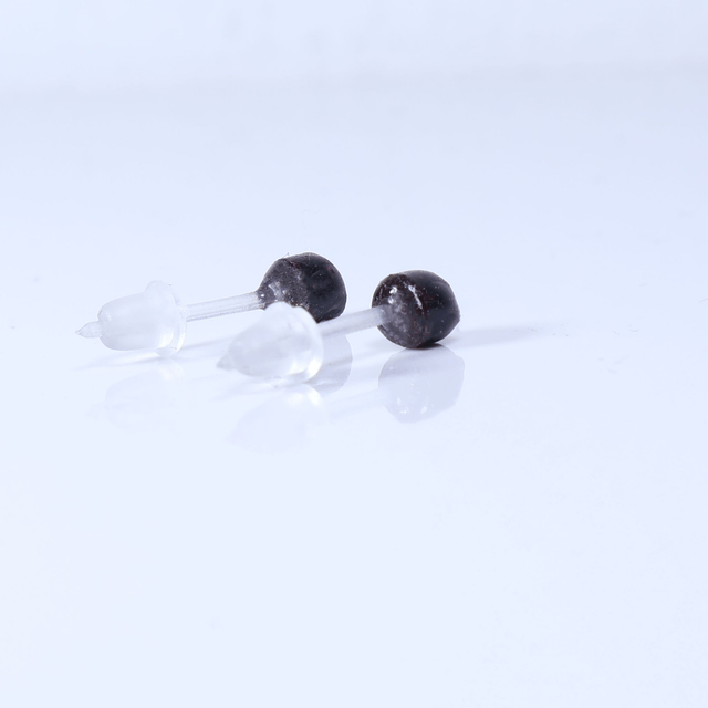 Hypoallergenic Small Vibrant Electric Cracked Pink Black Polymer Clay Plastic Back Stud Earrings With Designer Carbon Fiber Jewellery Box
