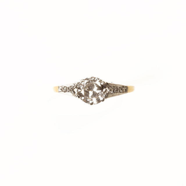 Edwardian 18Ct Solid Yellow Gold Platinum SI F/G 0.75ct Solitaire Natural Round Cut Diamond Wedding Engagement Ring Size N 1/2 - 6 3/4 Active
