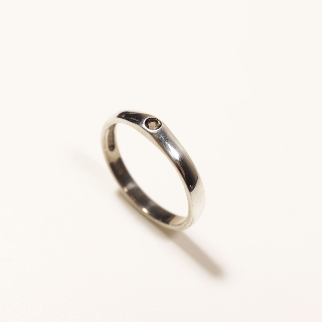 Simple Sterling Silver 925 Minimalist Design Style Small Round Cut Brown Smokey Topaz Birthstone Gemstone Band Ring Size O - 7