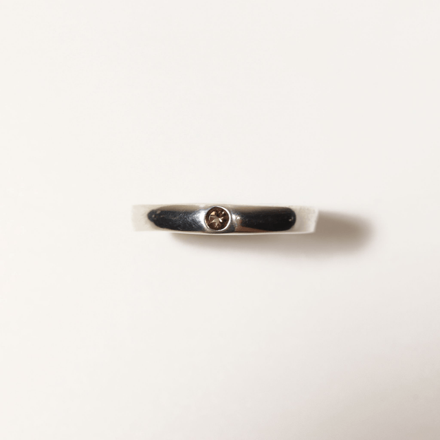 Simple Sterling Silver 925 Minimalist Design Style Small Round Cut Brown Smokey Topaz Birthstone Gemstone Band Ring Size O - 7