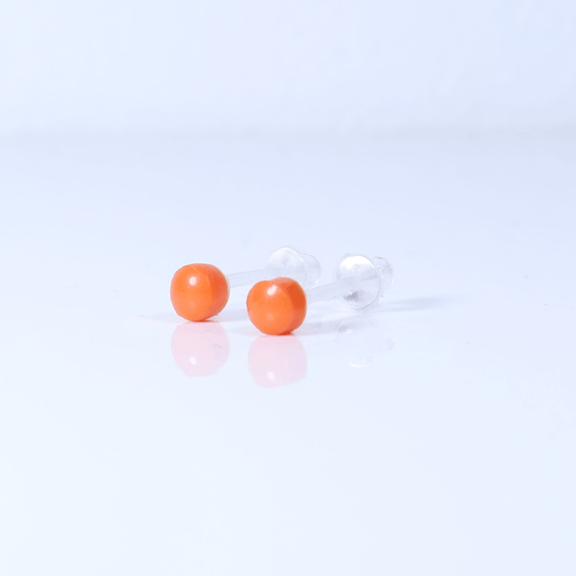 Hypoallergenic 3mm Small Solid Blue Round Cut Polymer Clay Plastic Back Stud Earrings With Designer Carbon Fiber Jewellery Box (1)