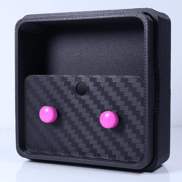 Hypoallergenic 6mm Medium Solid Pink Round Cut Polymer Clay Plastic Back Stud Earrings With Designer Carbon Fiber Jewellery Box