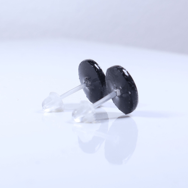 Hypoallergenic Vibrant Electric Cracked Purple Oval Cut Polymer Clay Plastic Back Stud Earrings With Designer Carbon Fiber Jewellery Box