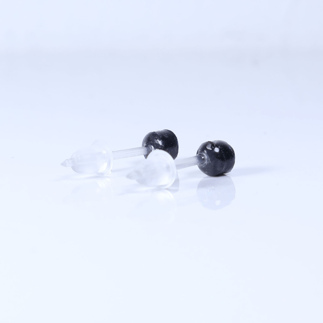 Hypoallergenic Small Electric Cracked Deep Blue Black Polymer Clay Plastic Back Stud Earrings With Designer Carbon Fiber Jewellery Box