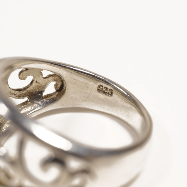 Statement Handcrafted Vintage Sterling Silver 925 Modernest Carved Swirl Vine Floral Band  Design Ring Size N - 6 1/2