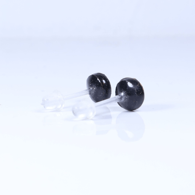 Hypoallergenic Vibrant Electric Cracked Orange Black Polymer Clay Plastic Rubber Back Stud Earrings With Designer Carbon Fiber Jewellery Box