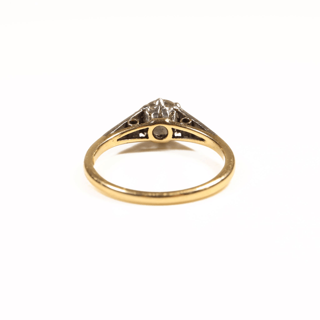 Edwardian 18Ct Solid Yellow Gold Platinum SI F/G 0.75ct Solitaire Natural Round Cut Diamond Wedding Engagement Ring Size N 1/2 - 6 3/4 Active