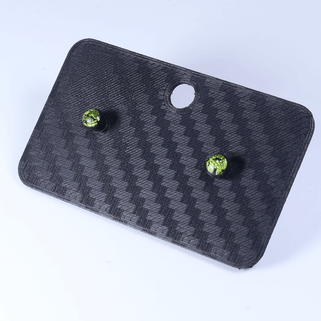 Hypoallergenic Small Electric Cracked Lime Green Black Polymer Clay Plastic Back Stud Earrings With Designer Carbon Fiber Jewellery Box