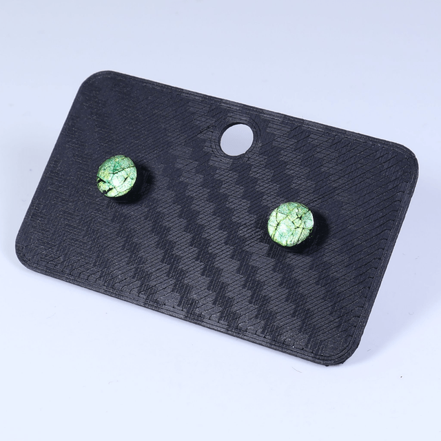Hypoallergenic Vibrant Electric Cracked Dark Purple Polymer Clay Plastic Rubber Back Stud Earrings With Designer Carbon Fiber Jewellery Box (1)