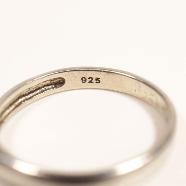 Simple Sterling Silver 925 Minimalist Design Style Small Round Cut Green Emerald Birthstone Gemstone Band Ring Size O - 7