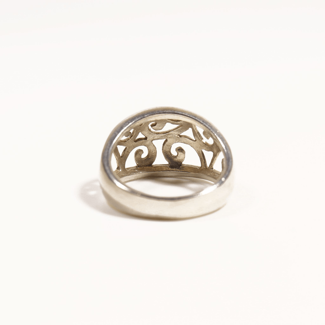 Statement Handcrafted Vintage Sterling Silver 925 Modernest Carved Swirl Vine Floral Band  Design Ring Size N - 6 1/2