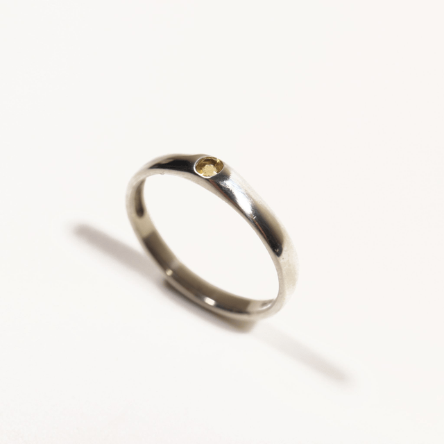 Simple Sterling Silver 925 Minimalist Design Style Small Round Cut Yellow Citrine Birthstone Gemstone Band Ring Size O - 7