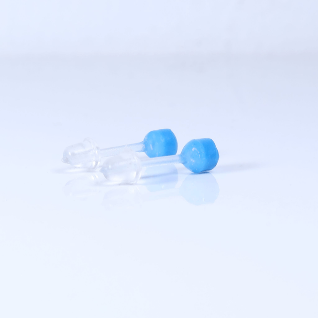 Hypoallergenic 3mm Small Solid Blue Round Cut Polymer Clay Plastic Back Stud Earrings With Designer Carbon Fiber Jewellery Box