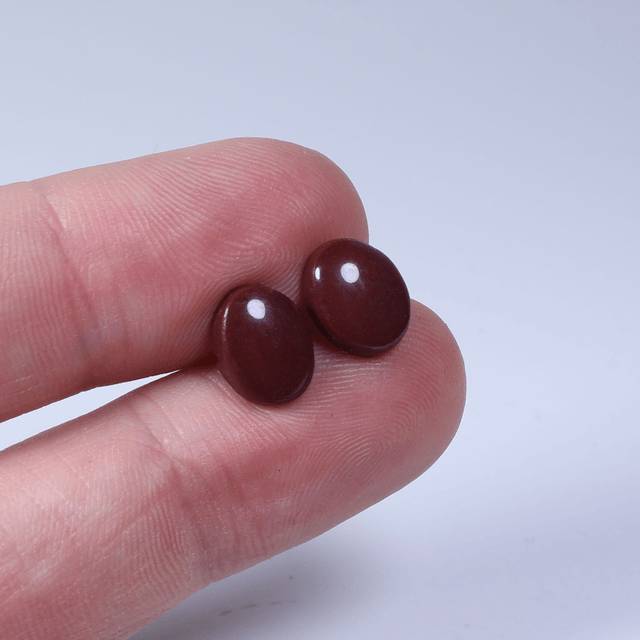 Hypoallergenic Solid Chocolate Brown Oval Cut Polymer Clay Plastic Back Stud Earrings With Designer Carbon Fiber Jewellery Box