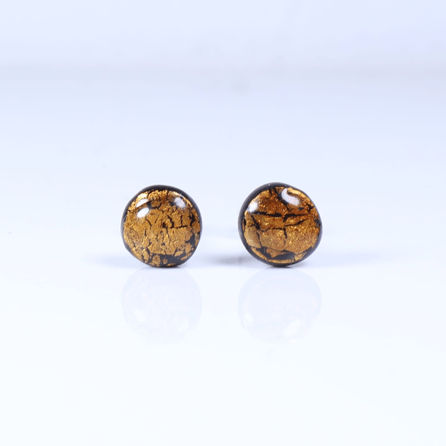 Hypoallergenic Vibrant Electric Cracked Orange Black Polymer Clay Plastic Rubber Back Stud Earrings With Designer Carbon Fiber Jewellery Box