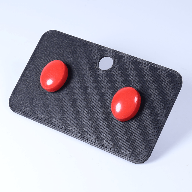 Hypoallergenic Solid Strawberry Red Oval Cut Polymer Clay Plastic Back Stud Earrings With Designer Carbon Fiber Jewellery Box