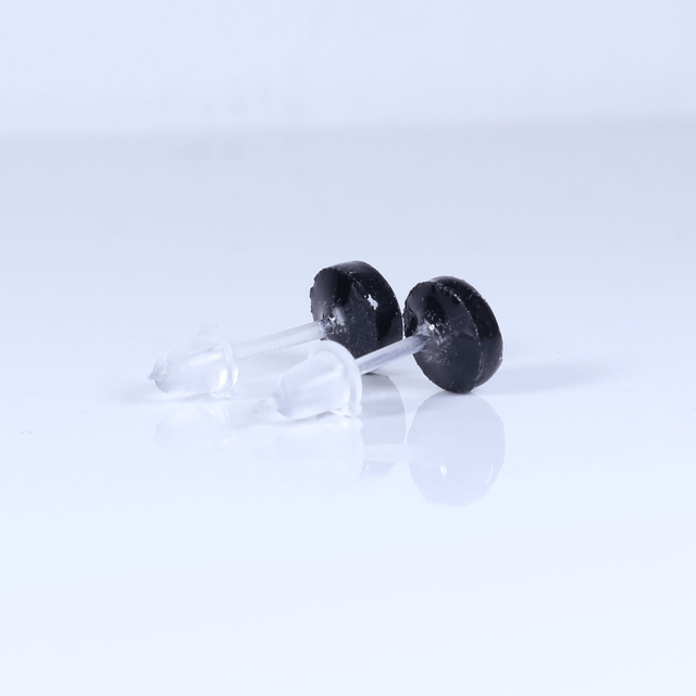 Hypoallergenic Vibrant Electric Cracked Plum Purple Polymer Clay Plastic Rubber Back Stud Earrings With Designer Carbon Fiber Jewellery Box