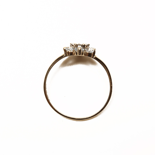 Vintage 9K 9Ct 375 Solid Yellow Gold Round Cut Blue Topaz Diamond November Natural Gemstone Star Cluster Design Ring Size M 1/2 - 6 1/4