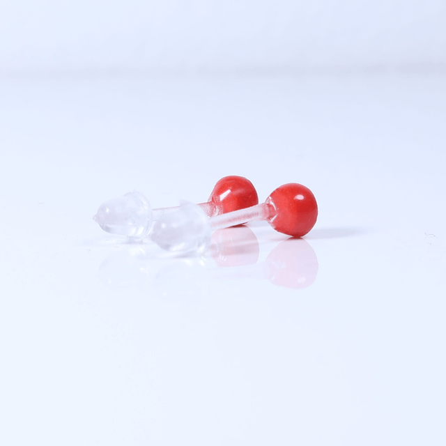 Hypoallergenic 3mm Small Solid Red Round Cut Polymer Clay Plastic Back Stud Earrings With Designer Carbon Fiber Jewellery Box