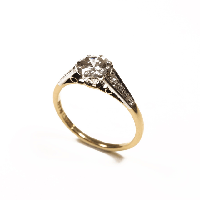 Edwardian 18Ct Solid Yellow Gold Platinum SI F/G 0.75ct Solitaire Natural Round Cut Diamond Wedding Engagement Ring Size N 1/2 - 6 3/4 Active