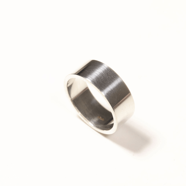 Simple Minimalist Flat Style Wedding Band Sterling Silver 925 8mm Width 1.6mm Medium Depth Design Ring Size T - 9 5/8