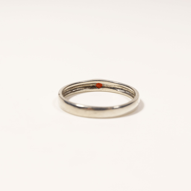 Simple Sterling Silver 925 Minimalist Design Style Small Round Cut Crimson Red Garnet Birthstone Gemstone Band Ring Size O - 7