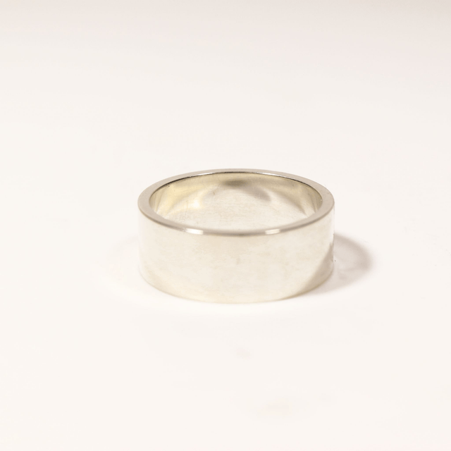 Simple Minimalist Flat Style Wedding Band Sterling Silver 925 8mm Width 1.6mm Medium Depth Design Ring Size T - 9 5/8