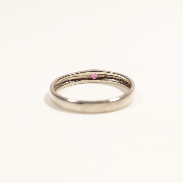 Simple Sterling Silver 925 Minimalist Design Style Small Round Cut Pink Rhodolite Garnet Birthstone Gemstone Band Ring Size O - 7