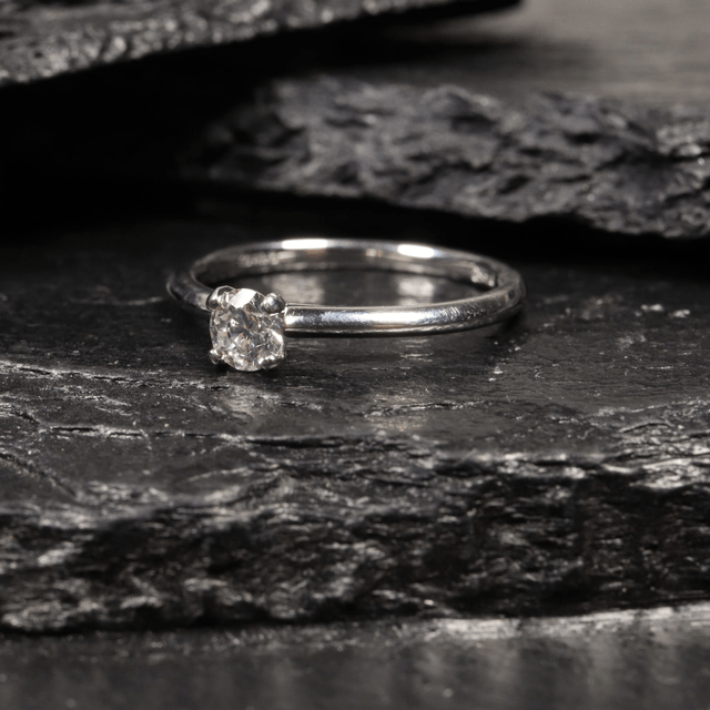Platinum 950 IGI Certified 0.30ct Round Brilliant Natural Diamond H/SI1 Ex/Ex/Ex Engagement Wedding Solitare Tapered Ring Size N - 6 1/2