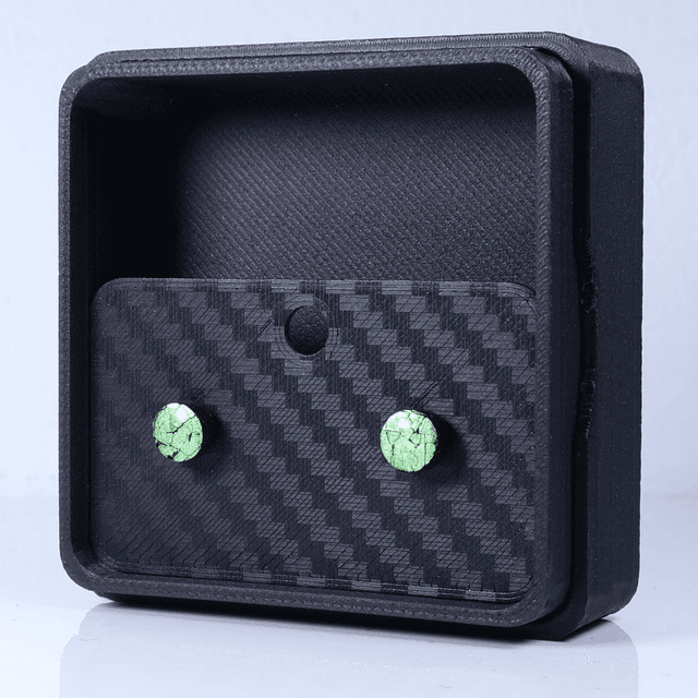 Hypoallergenic Vibrant Electric Cracked Dark Purple Polymer Clay Plastic Rubber Back Stud Earrings With Designer Carbon Fiber Jewellery Box (1)