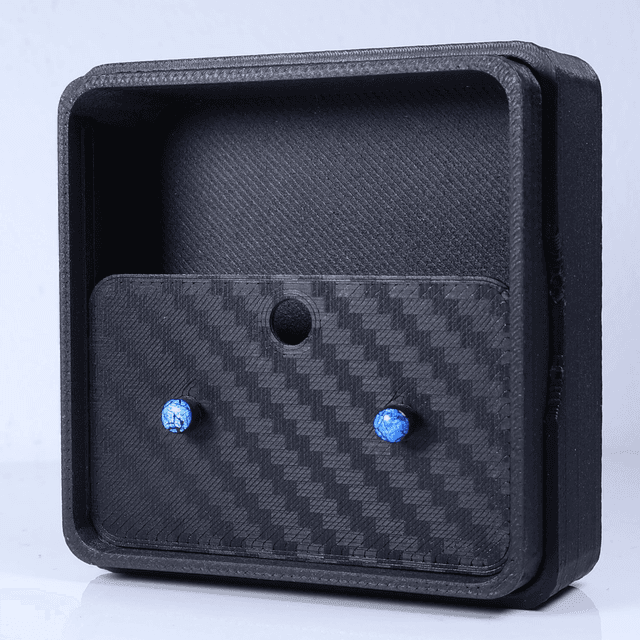 Hypoallergenic Small Electric Cracked Deep Blue Black Polymer Clay Plastic Back Stud Earrings With Designer Carbon Fiber Jewellery Box