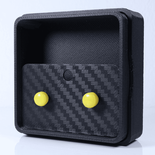 Hypoallergenic 6mm Medium Solid Yellow Round Cut Polymer Clay Plastic Back Stud Earrings With Designer Carbon Fiber Jewellery Box